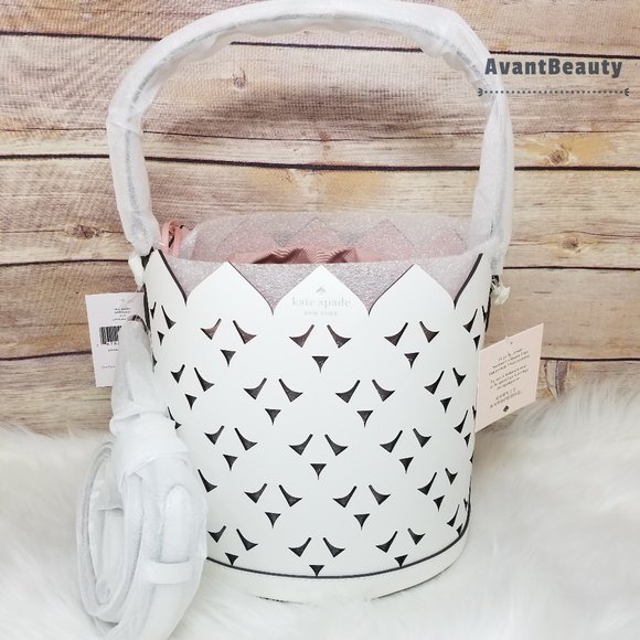 CRossbody Kate Spade Small Bucket heart Optic White Dorit - Picture 1 of 15